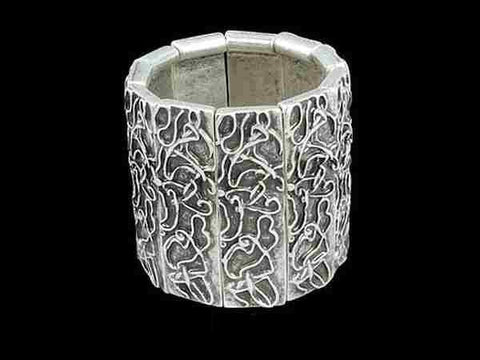 Ethnic Silver-Plated Cuff Bracelet